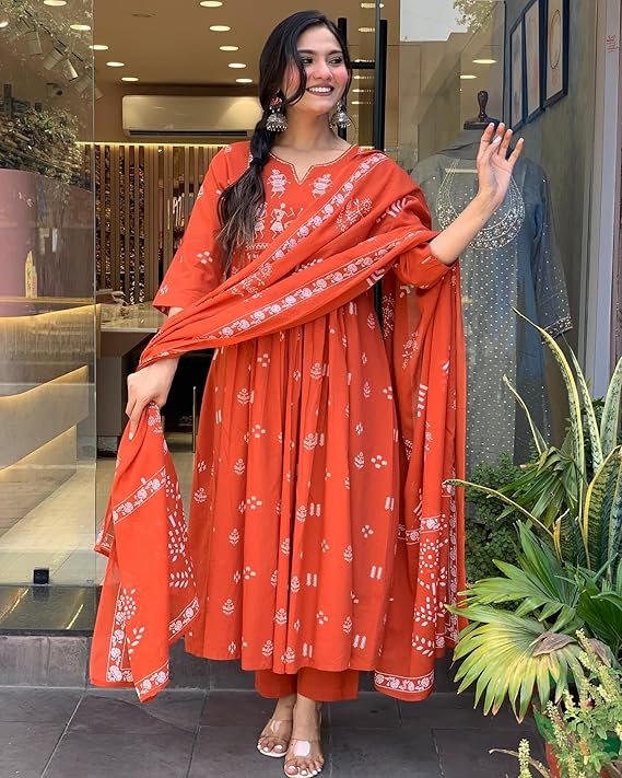 Women’s Viscose Anarkali Kurta Set with Dupatta