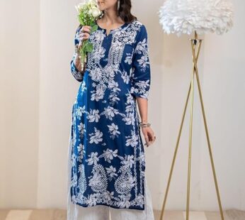 Women’s Rayon Blend Chikankari Embroidered Straight Kurta