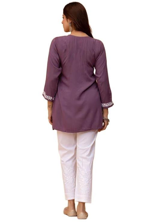 Women's Rayon Floral Embroidered Short Kurti - Image 5