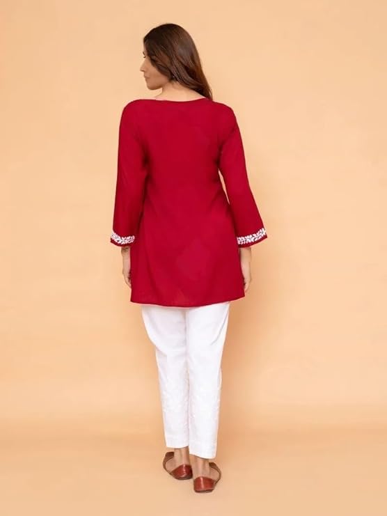 Women's Rayon Floral Embroidered Short Kurti - Image 9