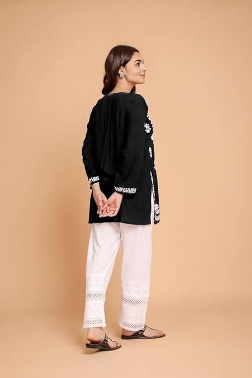 Women's Rayon Floral Embroidered Short Kurti - Image 7