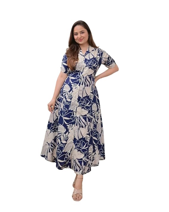 Womens Viscose Rayon Printed Floral Aline Kurti